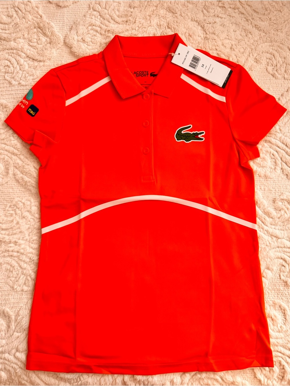 Lacoste - Bright Orange Sport Polo with Green Crocodile Logo-Brand New with Tags